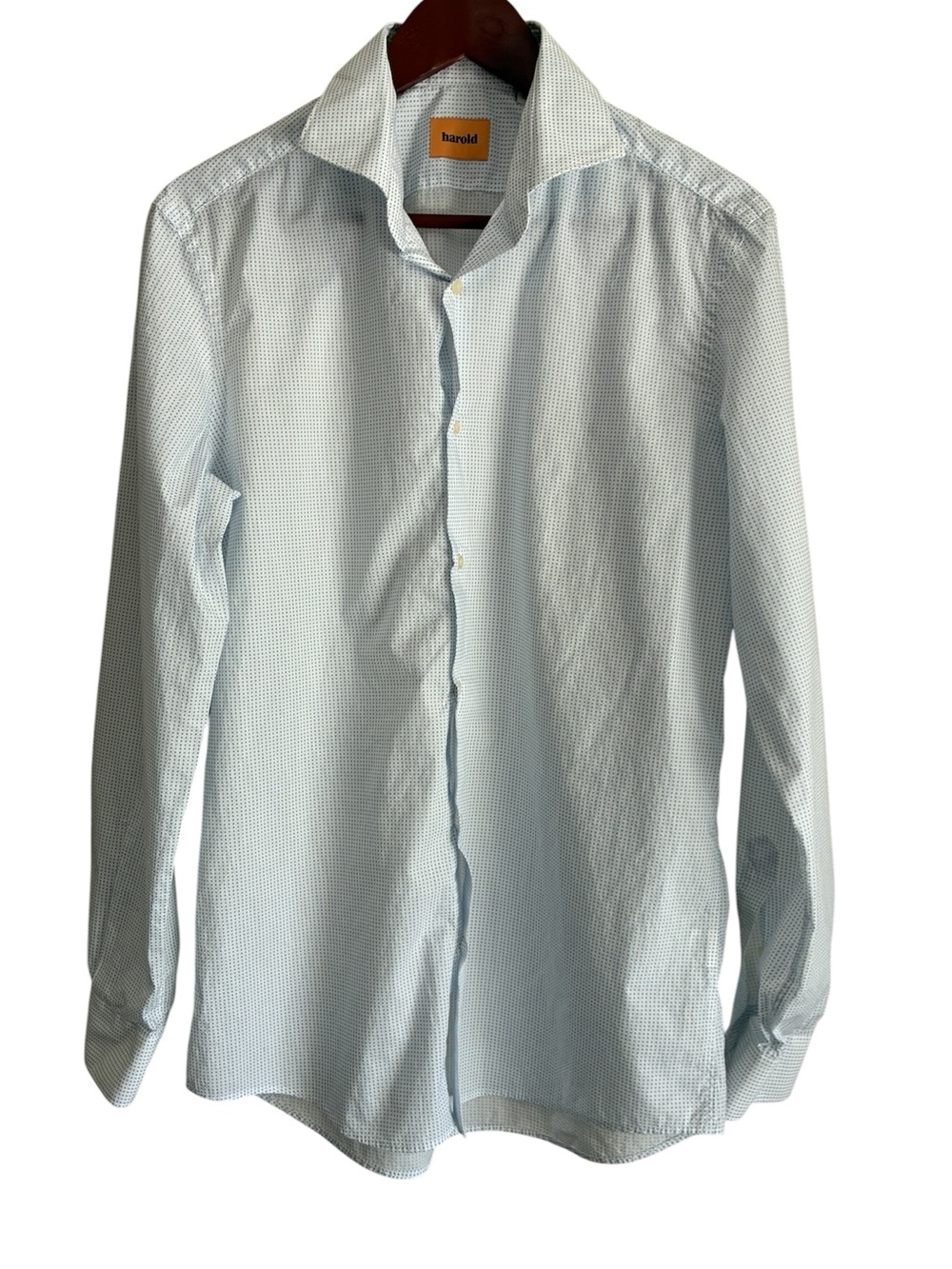 Harold Men's White & Blue 100% Cotton Button Up Shirt Size 16 / 41